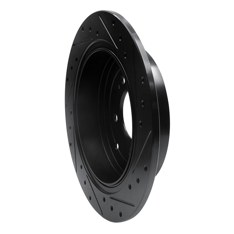 Hyundai Tucson Brake Rotor (1) - Rear Left - R1 Concepts - Drilled & Slotted - Black - `16-`22